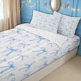 thumbnail image 3 of meiyoeat Kawaii Cartoon Bow Zipper Twin Comforter Sets with Fitted Sheet and 2 Pillowcases for Kids Boys Girls, Blue Cute Bow-tie Zipper Bedding Set, Reversible, 4pcs, 3 of 6