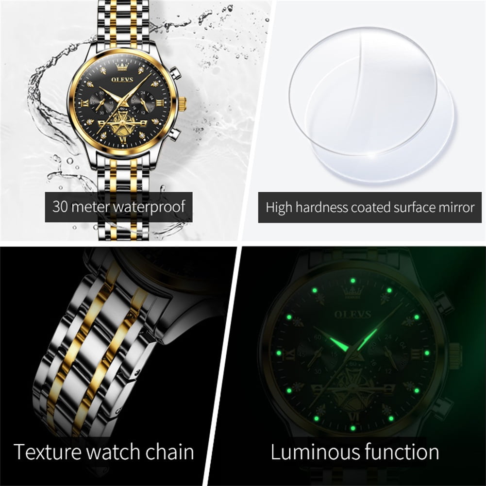 OLEVS Watches for Womens Business Luxury Casual Analog Quartz Diamond Stainless Steel Chronograph Waterproof Luminous ladies Watches Reloj Para Mujer Gold/White/Black/Blue