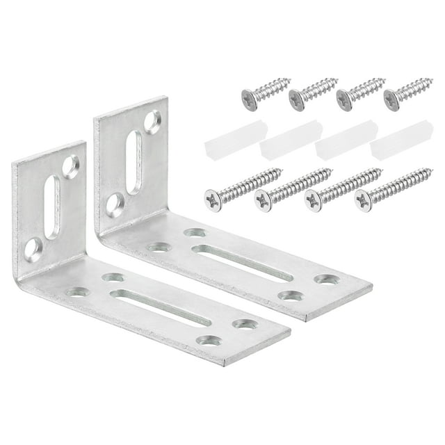 Unique Bargains Attaches d'Angle en L, Lot de 2 80x30x40 mm - Code d'Angle Galvanisé Ajustable à 90 Degrés, pour Raccommodage de Meubles (Argent)