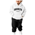 thumbnail image 1 of Sunnyoo Boys Letter Print Pullover Hoodie Sweatpants Set Children's Active Sweatsuits, 1 of 6