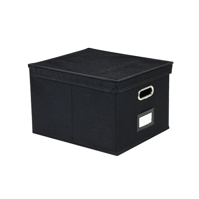 Cesta de almacenamiento plegable de tela decorativa con tapas, caja de almacenamiento organizadora para Negro