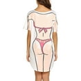 thumbnail image 4 of Women Funny Bikini Print Tops Dress, Casual Short Sleeve Mini Dresses, 3D Bikinis Set Pattern Loose Fit Shirt Skirts Beachwear Bikini Cover Up Sleepwear Nightwear, 4 of 6