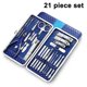thumbnail image 1 of Kit de 21 cortaúñas y pedicura de acero inoxidable para manicura profesional para hombres y mujeres, herramientas para el cuidado de las uñas, kits de cuidado personal para el hogar y viajes con, 1 of 8