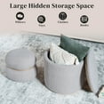 thumbnail image 6 of PINPLUS Storage Ottoman Modern Teddy set Round Ottoman with Storage Set of 2 for Living Room Coffee table Grey, 6 of 9