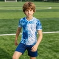 thumbnail image 2 of Weebloom Kids Boys Summer Athletic Outfit Girls Football Quick Drying Training Shirt Shorts Set Basketball Tracksuit Shorts T Shirt Sportsuit Boy Running Sports Clothes Set 7-8 Years Blue, 2 of 6