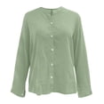 thumbnail image 3 of Pounoo Women's Blouses Stand Collar Long Sleeve Half Button Henley Tops Casual Lightweight Loose Fit Shirts Gift, 3 of 9