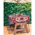 thumbnail image 3 of Outdoor Tablecloth with Umbrella Hole for Patio/Picnic/Party/Camping, Red Boho Waterproof Table Cloth Rectangle Table Cover Washable, Ethnic Tribal Abstract Traditional Floral 60"x 120", 3 of 7