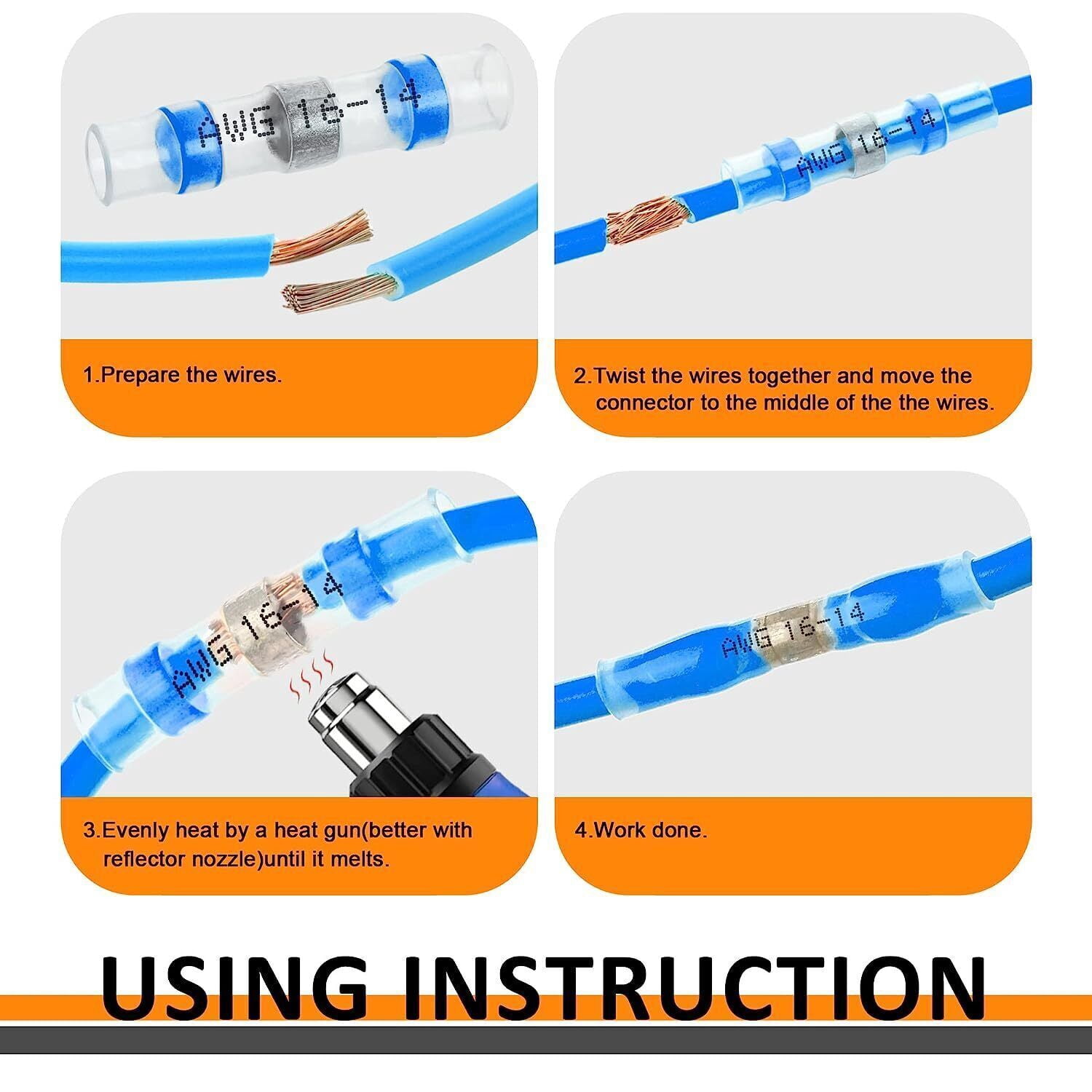 340PCS Solder Seal Sleeve Heat Shrink Wire Connectors Waterproof Terminals kits