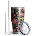 thumbnail image 2 of 30oz Pioneer Flower Floral Print Pattern Tumbler, Double Wall Vacuum Insulated Cup, BPA-Free Leak Proof Lid & Reusable Straws, Hot 12h, Cold 34h, 2 of 6