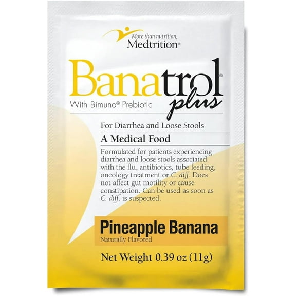 Banatrol® Natural Anti-Diarrheal with Prebiotics, Relief from Chronic Diarrhea, IBS, Recurring Diarrhea, Clinically Supported Medical Food, Non-Constipating, 25 Servings (Pineapple)