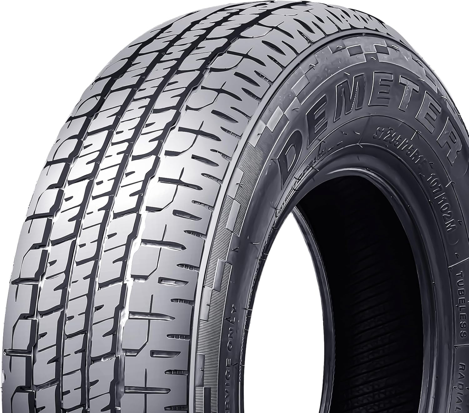 DEMETER Set of 4 Heavy Duty ST 205/75R15 Trailer Tires , Semi-Steel Trailer Tires 205/75R15 8 Ply Load Range D , 105/101M All Season Traction