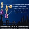 thumbnail image 2 of Gem Stone King 10K Yellow Gold Purple Amethyst and Lab Grown Diamond Stud Dangle Earrings for Women | 1.61 Cttw | Gemstone February Birthstone | Pear Shape 8X5MM, 2 of 6