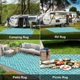 thumbnail image 4 of Yamaziot 8'x10' Outdoor Rugs Patio Rug Reversible Mats Waterproof RV Rug Plastic Straw Outdoor Area Rug for Patios, Camping, Porch, Balcony, Beach, Teal, 4 of 8