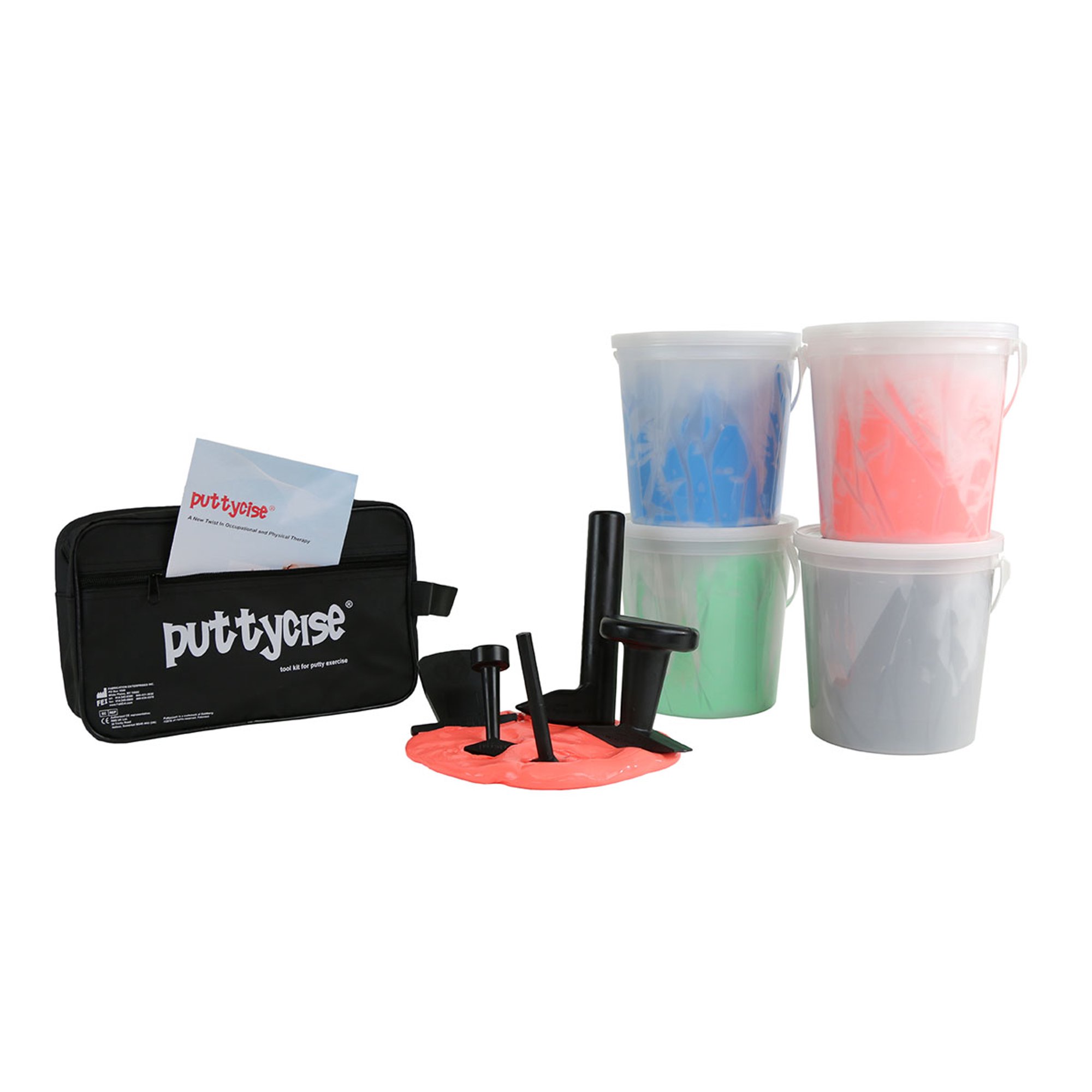 Puttycise TheraPutty set, hard, 5 tools, 4 5lb TheraPutty exercise putty
