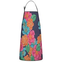 Pioneer Flower Floral Print Pattern Apron-Garden Aprons for Women with Pockets-Cotton Linen Waterproof Kitchen Cooking Gardening Aprons Adjustable for Kitchen,Cooking,BBQ and Salon 33x27 Inch