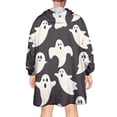 thumbnail image 2 of Wearable Oversized Blanket,Dark Halloween White Ghosts Wearable Blanket Hoodie for Adults,Cozy Hooded Blankets with Super Pockets,Super Warm Fuzzy Pullover for Women & Men, 2 of 6
