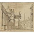 thumbnail image 2 of Giuseppino Galliari 22x20 Gold Ornate Framed and Double Matted Museum Art Print Titled - Stage Design - a Piazza with a Domed Church and an Obelisk (1783), 2 of 4