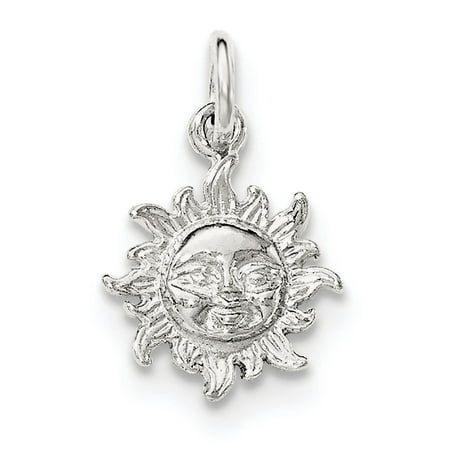 Sterling Silver Polished Face in Sun Pendant - SKU