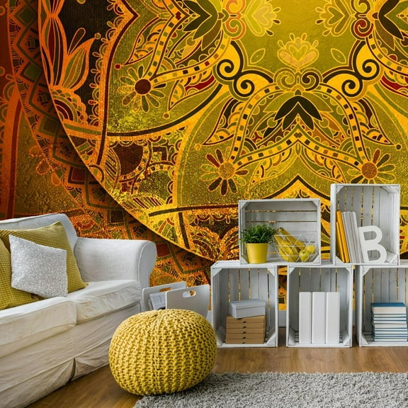 Tiptophomedecor Mandala Wallpaper Wall Mural - Mandala: Golden Poem