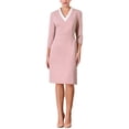 thumbnail image 1 of VESTIDO LÁPIZ DE MANGA 3/4 DE MUJER INSPIRAR CHIC, CUELLO EN V, COLOR DE CONTRASTE, VESTIDOS ELEGANTES DE TRABAJO, TALLA XL, ROSA, 1 of 5