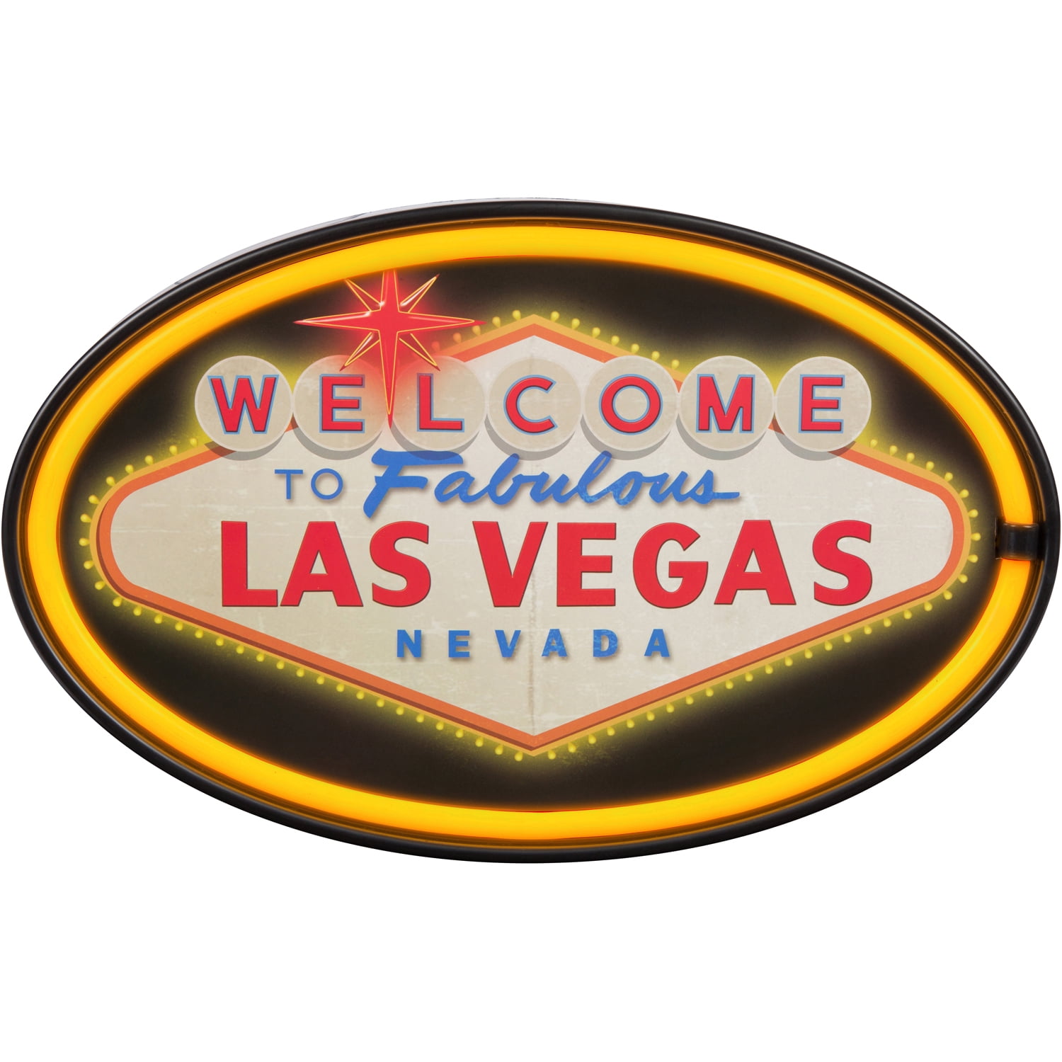 Welcome to Las Vegas LED Neon Sign Vintage Inspired Retro Wall Decor for the Home, Game Room, Bar, or Man Cave (16” x 10” x 2”)