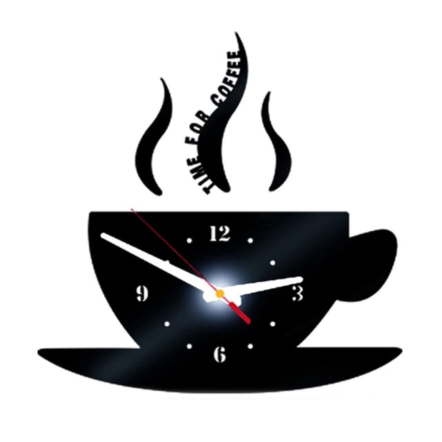 Coffee Shape Removable Diy Acrylic 3D Wall Sticker Decorative Clock Manual Kitchen Timers 10 Minute Sand Timer 12v Timer Classroom Timer Large Timer for Classroom Mechanical Timer Digital Kitchen
