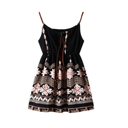 

Girls Kids Crew Neck Summer Sleeveless Suspender Sundress Casual Beach Floral Printed Party Dress Child Leisure Outwear