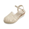 thumbnail image 4 of Dakaela Sandales à Plateforme à Bout Fermé pour Femmes, Été, Bride à la Cheville à Boucle, Espadrilles Compensées, Chaussures de Travail, 4 of 5