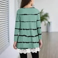 thumbnail image 4 of aohooy Fall Shirts Girls Stripe Long Sleeve Crewneck Tunic Lace Trim Hem Trendy Blouses Cute Boho Pullover Loose Soft Tops Green,8-9Years, 4 of 6