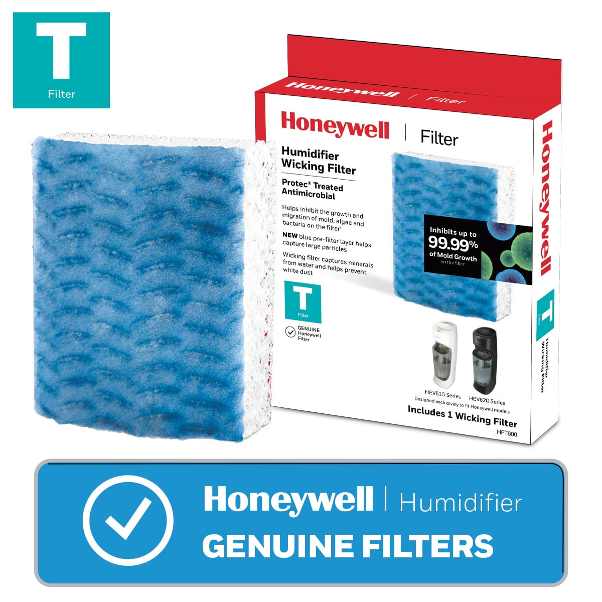 Honeywell 1.7 gal 500 sq ft Top Fill Cool Moisture Tower Humidifier with Humidistat, White, HEV615W