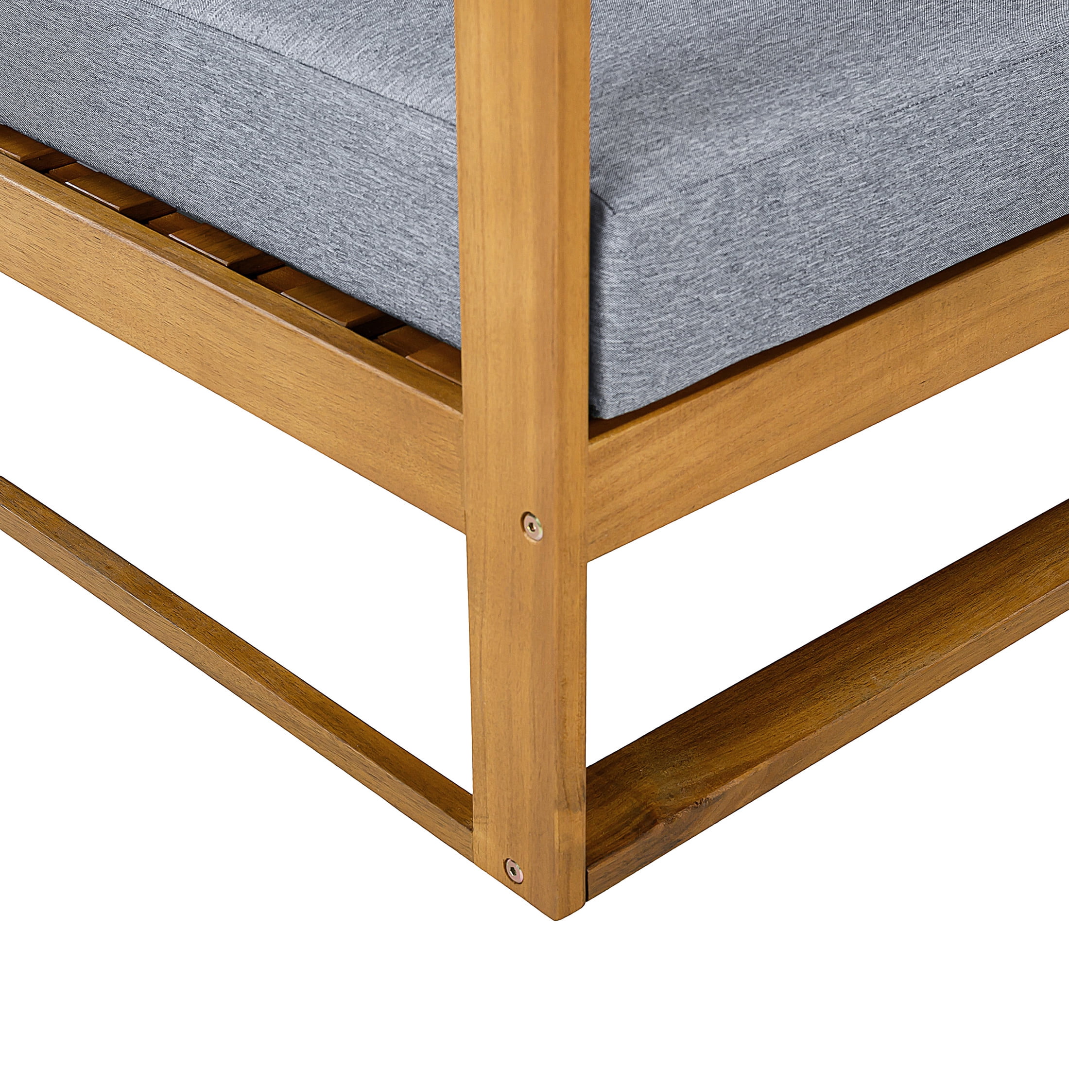 Christopher Knight Home Modern Outdoor Double Daybed, Acacia Wood Frame with Cushions, Teak+Gray, Set of 2