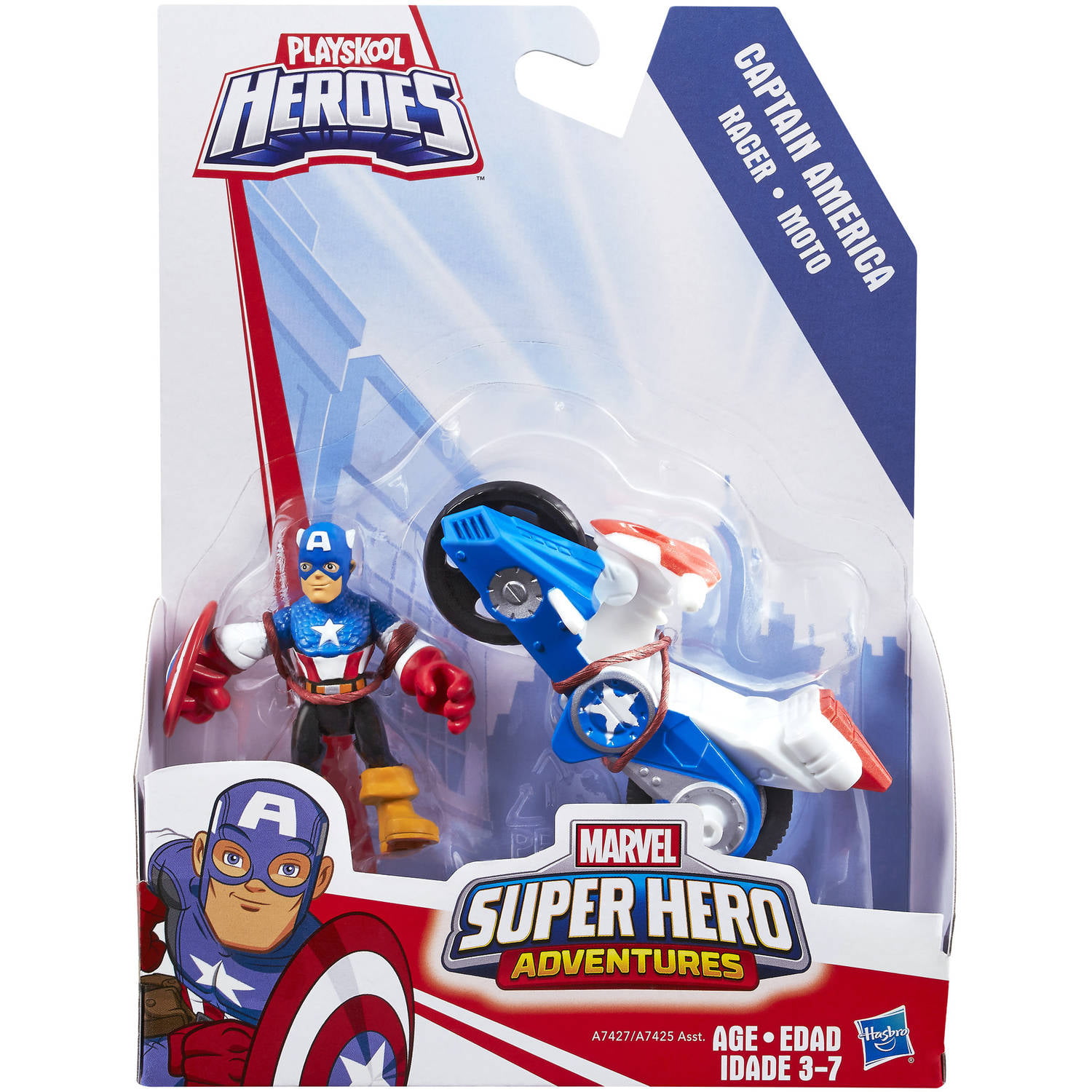 Hasbro Marvel Super Hero Squad Avengers Captain America & Motorcyle Figure Toys 