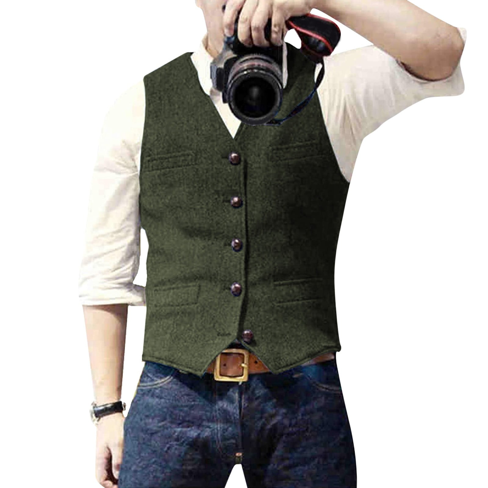 Mens Vest Adult Male Men Tops Mens Slim Fit Best Man Dress Casual Business Suit Wedding Dress Vest Coat Clothes Green S Walmart
