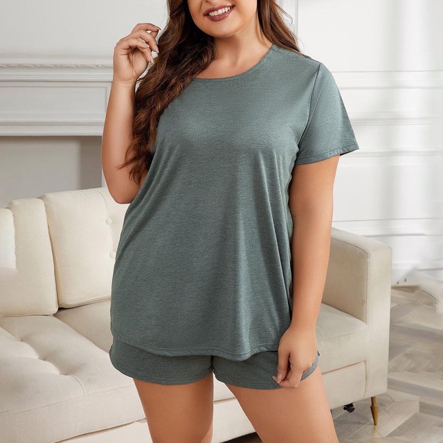 Ensembles de Pyjama pour Femmes, Ensemble Décontracté d'Été pour Femmes Deux Pièces Pyjamas à Manches Courtes Col Rond Haut/chemise Ensemble Pyjamas Surdimensionnés, Cadeaux des Fêtes, TTTG