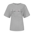 thumbnail image 2 of Duoif T Shirts for Women Ladies Spring Summer Solid Color Printed Casual Comfortable Women's Tops Short Sleeve Tops Spring Tops for Women Grey XXXL, 2 of 6