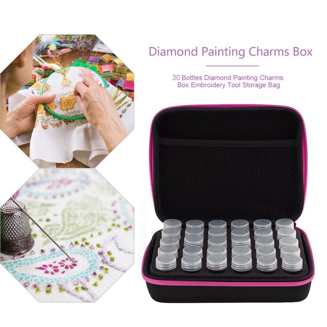 Organizador Caja de 30 botellas de abalorios de pintura de diamantesbolsa de almacenamiento de herramientas de bordado (rosa) Ndcxsfigh Nuevos Originales