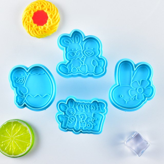 Agiferg Pastry/Cookie/Fondant Stampers,4-Piece Set Easter Day Cake Cookie Set Mold Tools