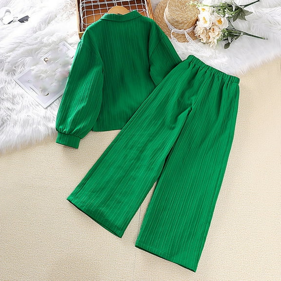 Akiihool Girl's Sweatsuits Sets Toddler Girls Outfits Sweatshirt Leggings Girls Outfits Sets 2Pcs (Green,9-10 Years)