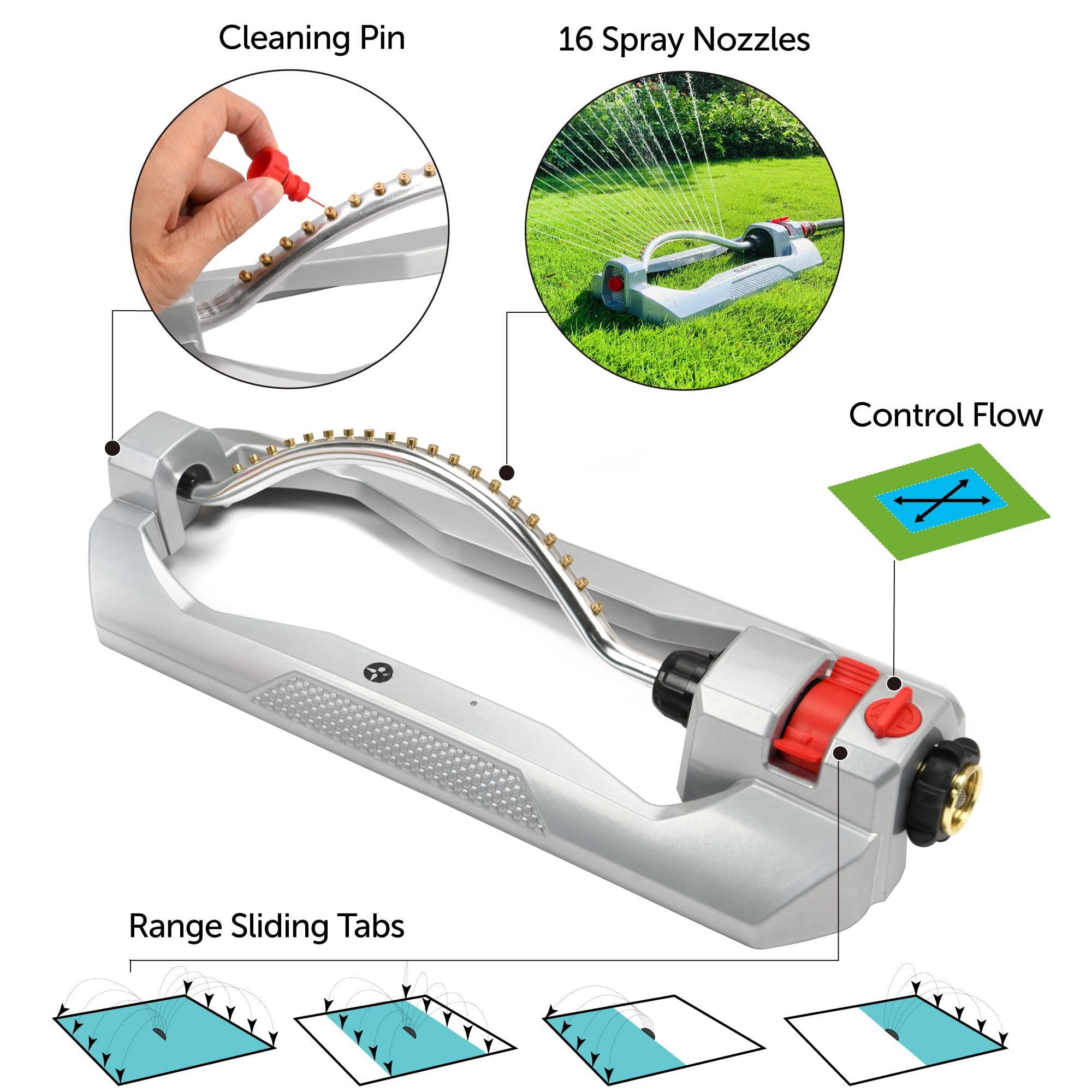 96215 Metal 2-way Oscillating Sprinkler For Lawn And Garden W/quick Connect Starter Set