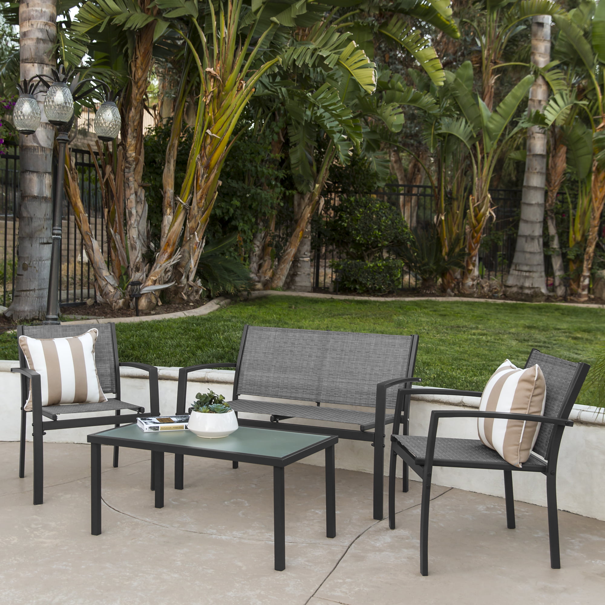 best choice products 4-piece outdoor patio metal conversation furniture