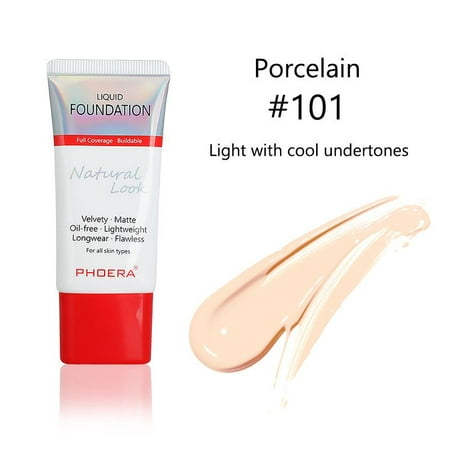 PHOERA Hose Foundation Cream Cover Freckles Acne Marks Even Skin Color Lasting Liquid