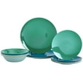 thumbnail image 4 of Tabletops Gallery 12 Piece Green Teal Blue Melamine Dinnerware Set Plates Bowls for Indoor/Outdoor Use, Service for 4, Peacock, 4 of 12