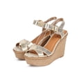 thumbnail image 5 of Qupid EA35 Women Metallic Peep Toe Criss Cross Espadrille Wedge Sandal, 5 of 5