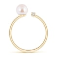 thumbnail image 2 of Angara Japanese Akoya Cultured Pearl and Diamond Bar Ring in 14K Yellow Gold for Women | June Birthstone Jewelry for Her, 2 of 8