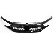 Ikon Motorsports Compatible with 16-18 Honda Civic Style Sedan Coupe FK8 Front Bumper Grille Hood ABS 2016 2017 2018