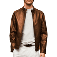 thumbnail image 1 of Chamarra Para Hombre Shendy Vendi Chaqueta Vinipiel Tipo Biker Chocolate Chica, 1 of 4
