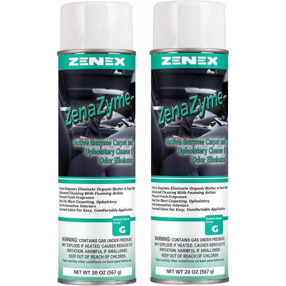 ZenaZyme Active Enzyme Carpet & Upholstery Cleaner - Professional-grade Stain Remover | Deep Foaming Formula for Carpets, Upholstery, Interiors Fresh Scent 20 oz (2 Pack)