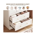 thumbnail image 4 of Wardrobe Armoire Closet with 2 Shutter Doors, White Wardrobe with Hanging Rods and 2 Drawers, Modern Bedroom Armoire with Gold Handles, 4 of 7
