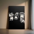 thumbnail image 2 of 1pc Cool Three - Chimpanzees Canvas Wall Art with One Smoking, Hands - Gesturing, Black and White Framed Decor room hanging Wall Picture Decor for Home Gifts, living room, bathroom, bedroom, kitchen, 2 of 8