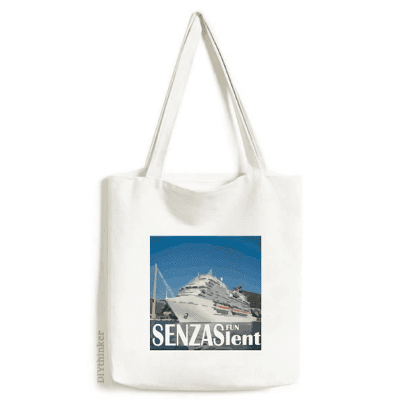 Giant Luxury Cruise Ship Poster Tote Canvas Bag Shopping Satchel Casual Handbag